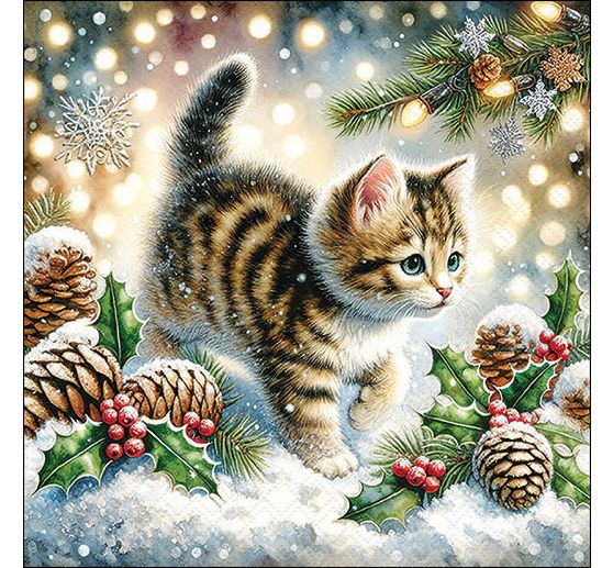 Tovagliolo "Cute Cat In The Snow" (Gatto nella neve)