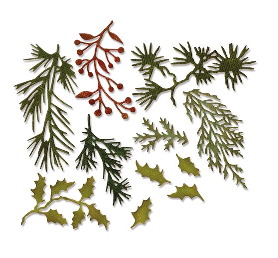 Sizzix Thinlits Punching template "Holiday Greens by Tim Holtz"