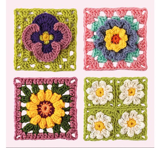 Crochet cards Granny Square "Blumen"
