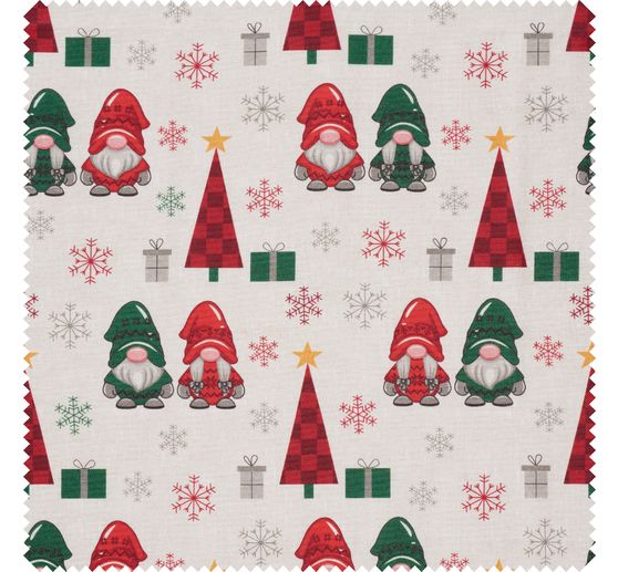 Decoration fabric linen optics "Gnomes and fir trees"
