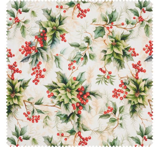 Decoration fabric linen optics "Ilex berries"