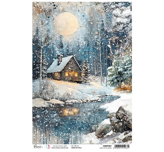 Motif straw silk "Forest Tales - Night in the Wood"
