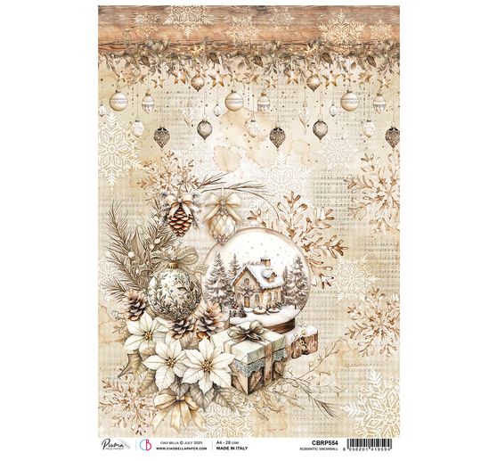 Motif straw silk "Winter Season - Romantic Snowball"