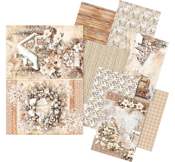 Motif straw silk assortment "Winter Season", set of 8