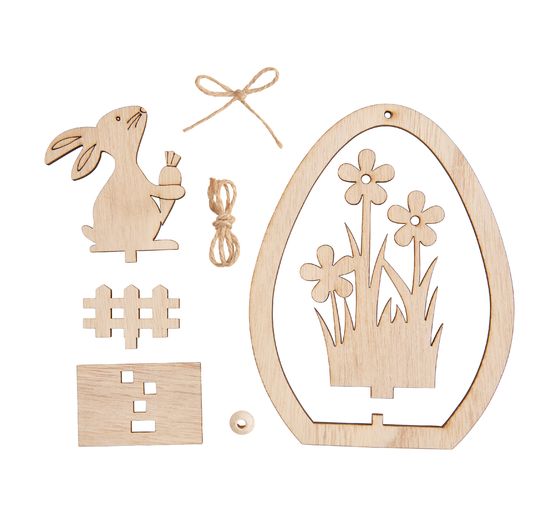 VBS Wooden building kit egg pendant "Bunny with carrot"