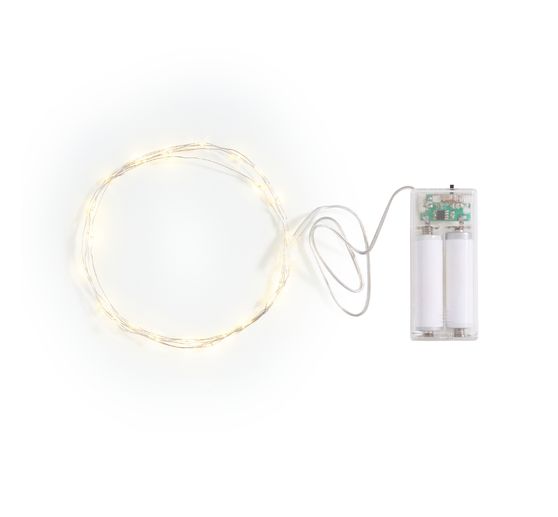 VBS Micro LED chain of lights, with timer, silver-coloured wire, 30 LEDs
