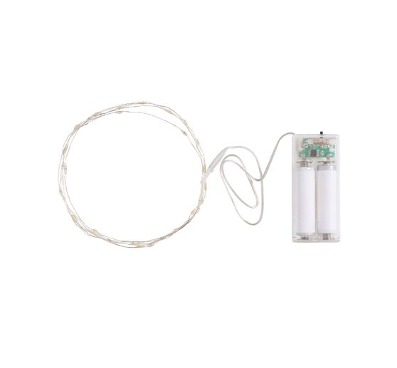 VBS Micro LED chain of lights, with timer, silver-coloured wire, 30 LEDs