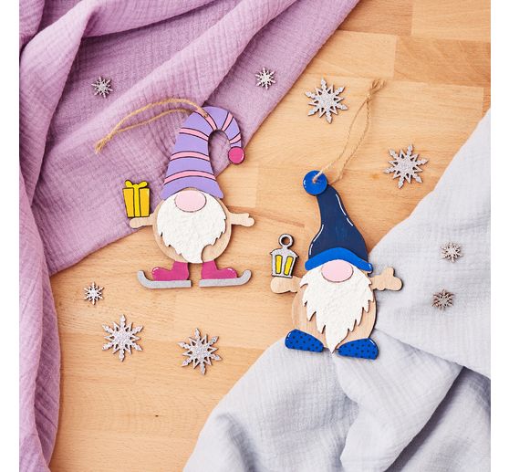 VBS Wooden decoration pendant "Gnome", set of 2