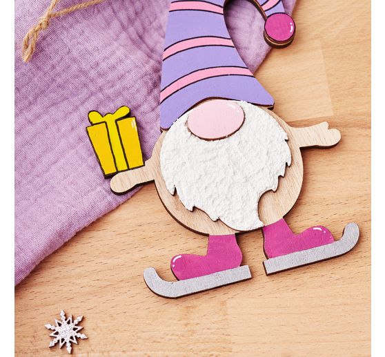 VBS Wooden decoration pendant "Gnome", set of 2