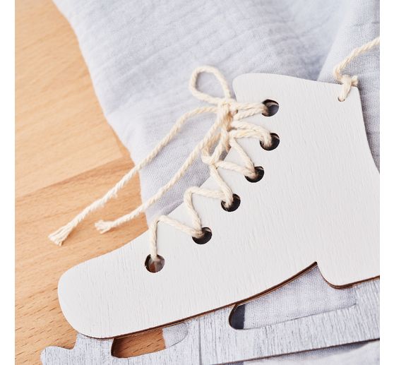 VBS Wooden decoration pendant "Ice skates", 2 pieces
