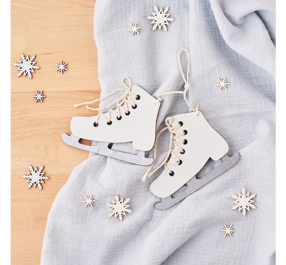VBS Wooden decoration pendant "Ice skates", 2 pieces