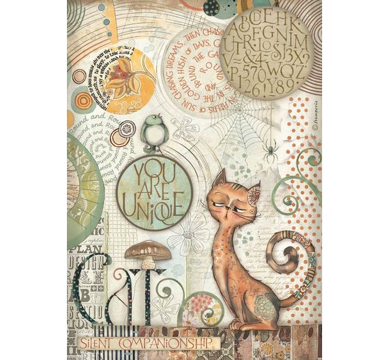 Motif straw silk "Furry Friends - You are Unique"