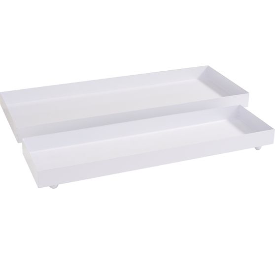 Metal tray, rectangular, set of 2, white