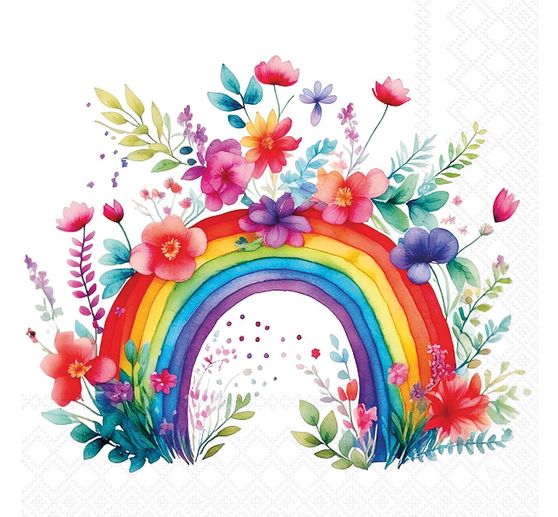Napkin Serviette "Rainbow with Flowers"