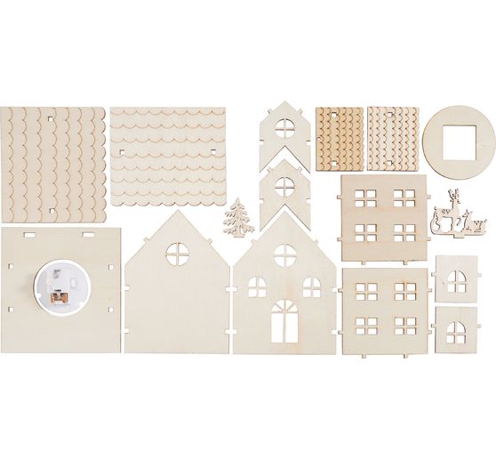 VBS Wooden building kit "House with tower", incl. LED