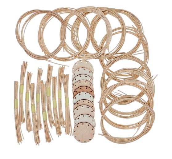 Kit per lavoretti rattan VBS XXL "Mini cestino con manico", 10 pezzi