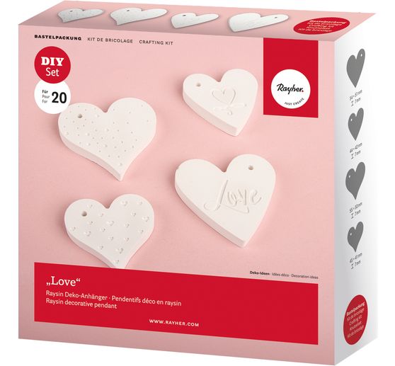 Set di stampo per colata in silicone pendenti decorativi "Love", 4 motivi