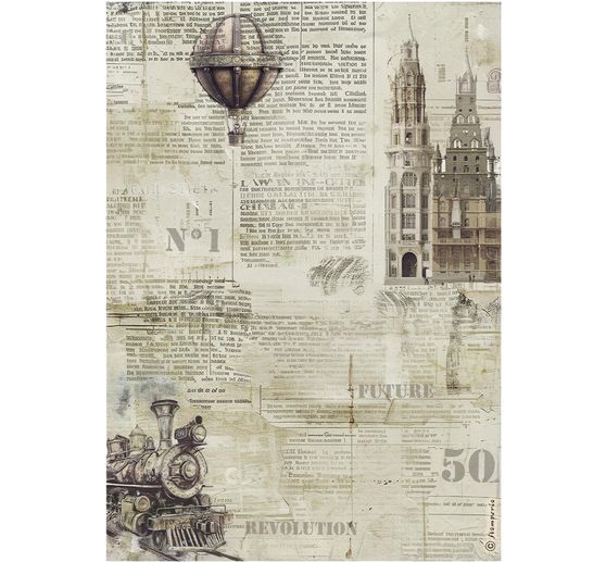 Motivo in paglia di seta "Voyages Fantastiques - Sepia Background"