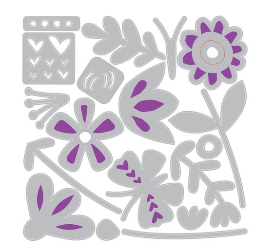 Fustella Sizzix Thinlits "Friendly Florals"