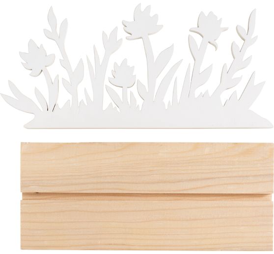 Decorazione in legno "Prato fiorito su zoccolo"