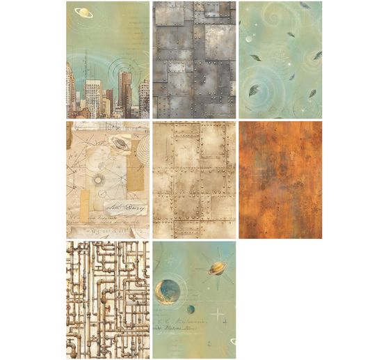 Motivo in paglia di seta backgrounds "A New Beginning", set di 8 pezzi