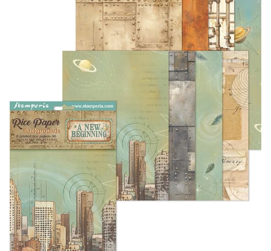 Motivo in paglia di seta backgrounds "A New Beginning", set di 8 pezzi