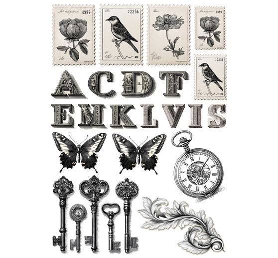 Motif straw silk assortment "Typographic", set of 8