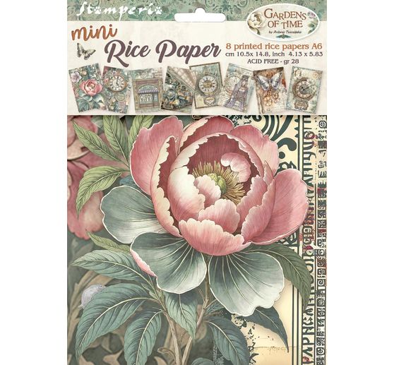 "Giardini del tempo" Assortimento di seta paglia con motivi, set di 8 pezzi