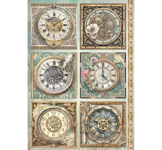 Assortimento di seta paglia con motivi "Giardini del tempo", DIN A4, set di 6 pezzi