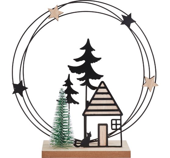 VBS Decorative metal ring "Winter forest with house"