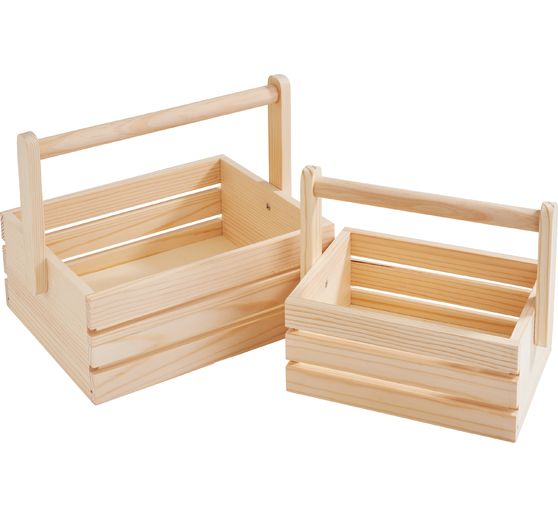 VBS Wooden crate with handle, set of 2