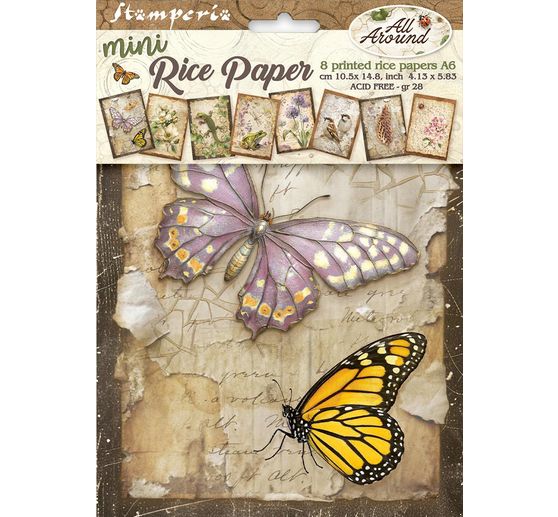 Assortimento di seta paglia con motivi "All Around", DIN A6, set di 8 pezzi