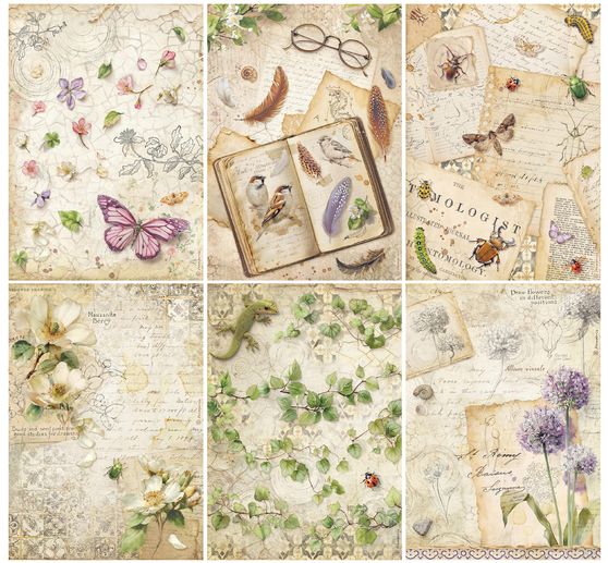 Assortimento di seta paglia con motivi "All Around", DIN A4, set di 6 pezzi