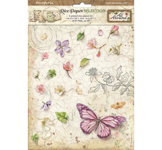 Assortimento di seta paglia con motivi "All Around", DIN A4, set di 6 pezzi