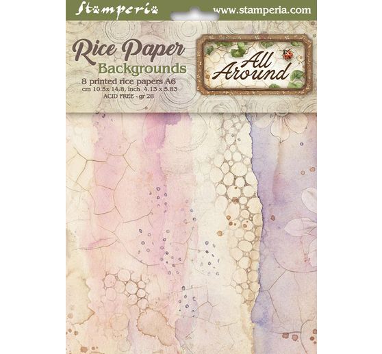 Seta di paglia con motivi backgrounds "All Around", DIN A6, set di 8 pezzi