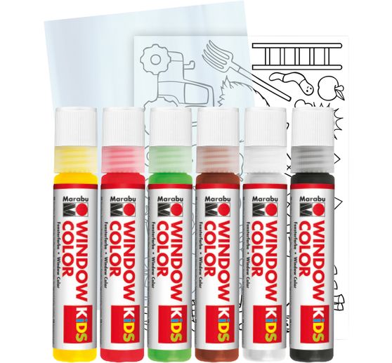 Window Color KiDs "Farm", 6 x 25 ml