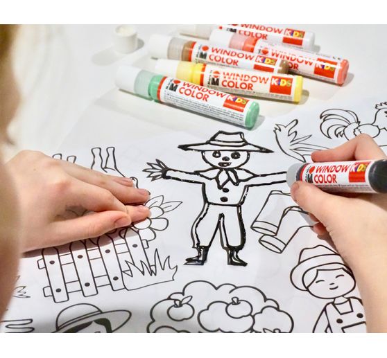 Window Color KiDs "Farm", 6 x 25 ml