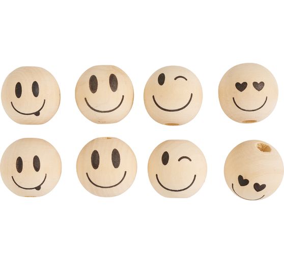 Teste di legno "Smile", &Oslash; 2,5 cm, set da 8
