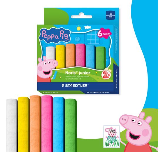 Noris junior pavement chalk "Peppa Pig", 6 colours