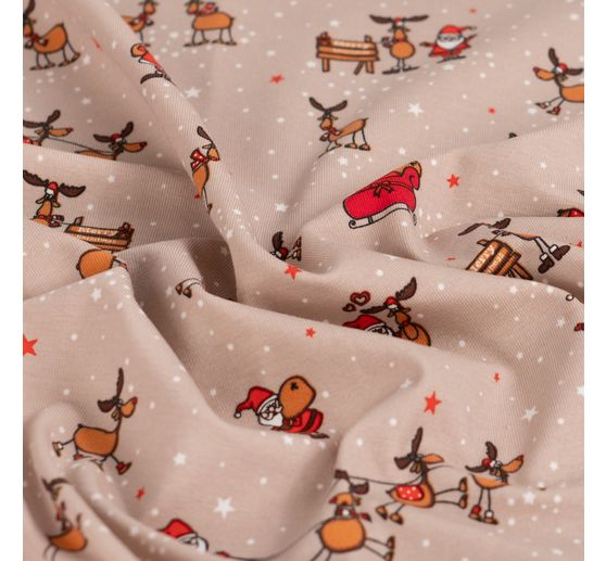 Tessuto jersey "Santa e Rudolf"