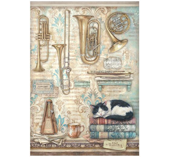 Assortimento di seta paglia con motivi Stamperia "Symphony", DIN A4, set di 6 pezzi