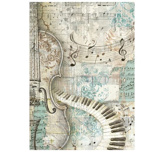 Seta di paglia con motivi backgrounds Stamperia "Symphony", DIN A6, set di 8 pezzi
