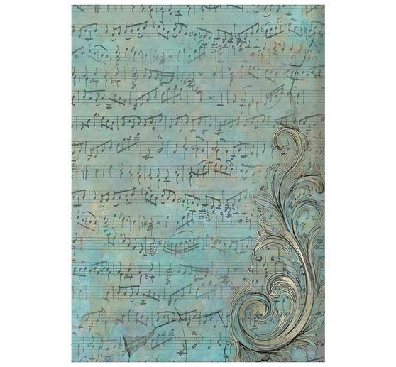 Seta di paglia con motivi backgrounds Stamperia "Symphony", DIN A6, set di 8 pezzi