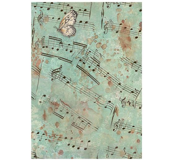 Seta di paglia con motivi backgrounds Stamperia "Symphony", DIN A6, set di 8 pezzi