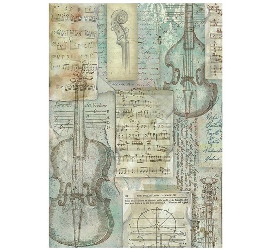 Seta di paglia con motivi backgrounds Stamperia "Symphony", DIN A6, set di 8 pezzi
