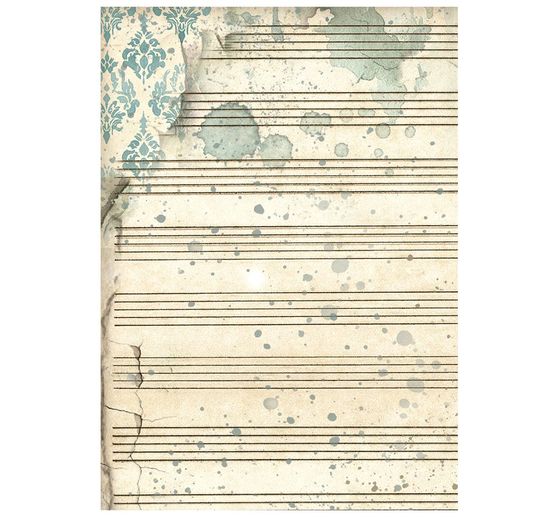 Seta di paglia con motivi backgrounds Stamperia "Symphony", DIN A6, set di 8 pezzi