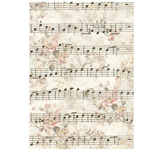 Seta di paglia con motivi backgrounds Stamperia "Symphony", DIN A6, set di 8 pezzi