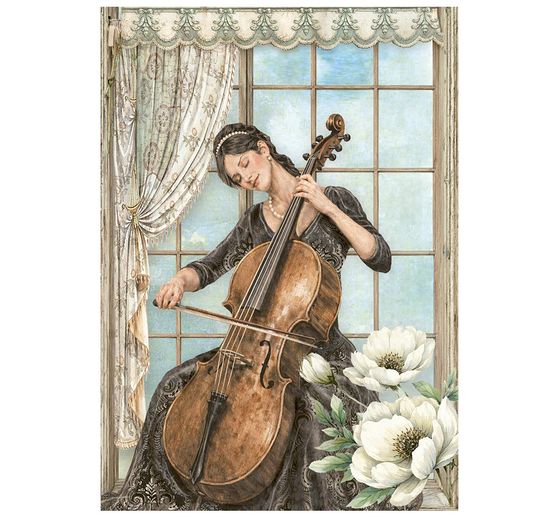 Stamperia Motif straw silk assortment "Symphony", DIN A6, set of 8