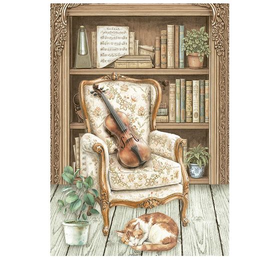 Stamperia Motif straw silk assortment "Symphony", DIN A6, set of 8