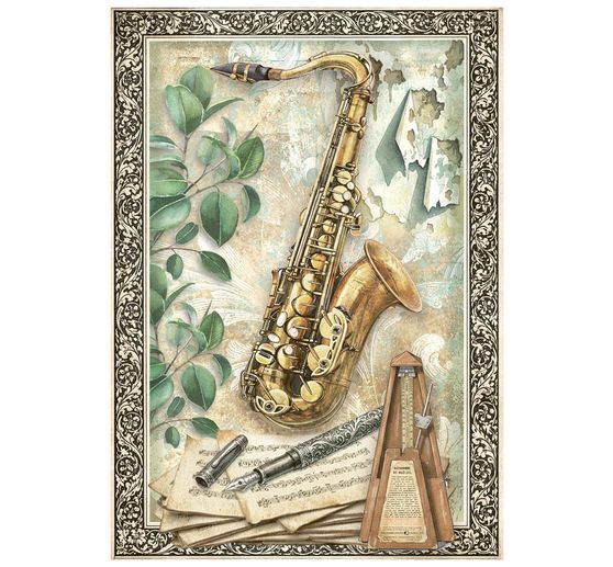 Stamperia Motif straw silk assortment "Symphony", DIN A6, set of 8